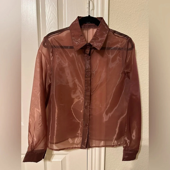 SHEIN brown see through top - size M - Picture 2 of 6